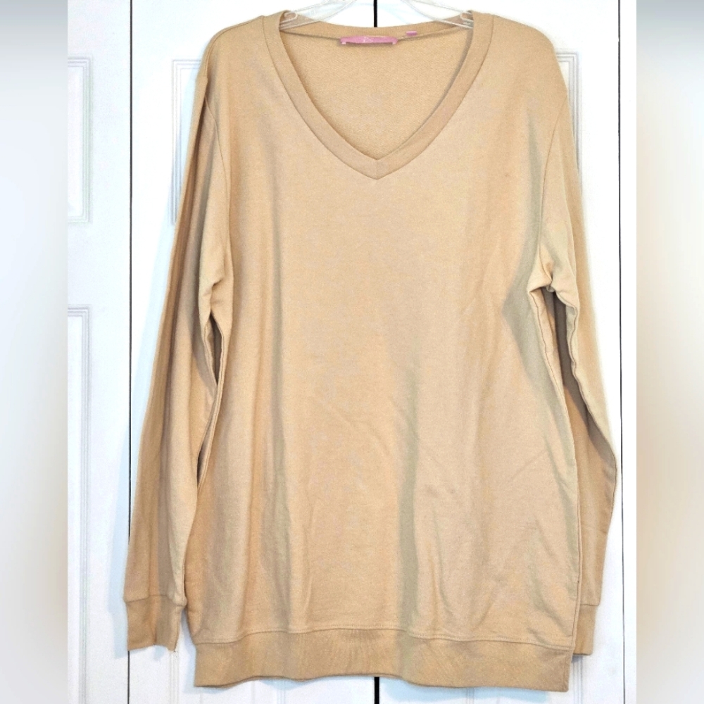 Tan V Neck Sweatshirt
